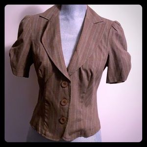 Trendy Short Ruched Sleeved Candies Blazer